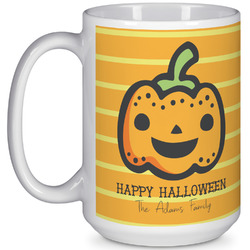 Halloween Pumpkin 15 Oz Coffee Mug - White (Personalized)