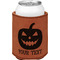 Halloween Pumpkin Cognac Leatherette Can Sleeve - Single Front