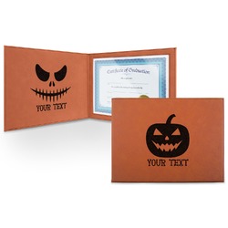 Halloween Pumpkin Leatherette Certificate Holder - Front and Inside (Personalized)