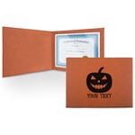 Halloween Pumpkin Leatherette Certificate Holder - Front (Personalized)