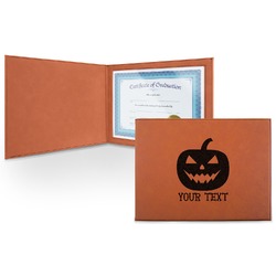 Halloween Pumpkin Leatherette Certificate Holder - Front (Personalized)