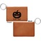 Halloween Pumpkin Cognac Leatherette Keychain ID Holders - Front Apvl