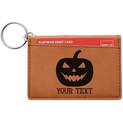 Halloween Pumpkin Leatherette Keychain ID Holder - Double Sided (Personalized)