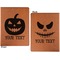 Halloween Pumpkin Cognac Leatherette Portfolios with Notepad - Large - Double Sided - Apvl