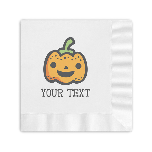 Custom Halloween Pumpkin Coined Cocktail Napkins (Personalized)