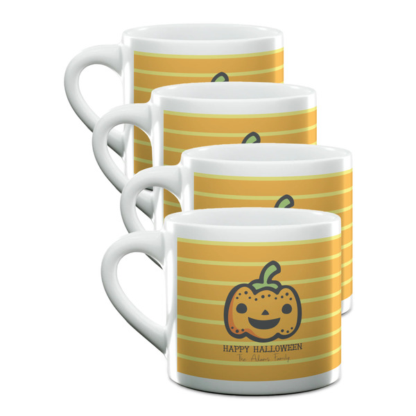 Custom Halloween Pumpkin Double Shot Espresso Cups - Set of 4 (Personalized)