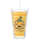 Halloween Pumpkin Double Wall Tumbler with Straw (Personalized)