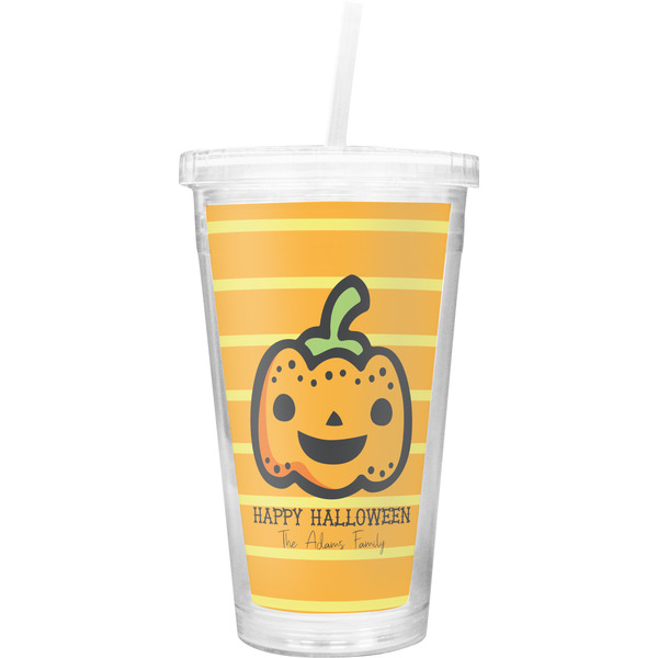 Custom Halloween Pumpkin Double Wall Tumbler with Straw (Personalized)