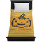 Halloween Pumpkin Duvet Cover - Twin - On Bed - No Prop