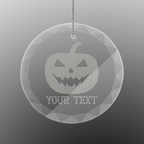 Custom Halloween Pumpkin Engraved Glass Ornament - Round (Personalized)