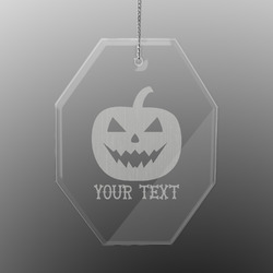 Halloween Pumpkin Engraved Glass Ornament - Octagon (Personalized)