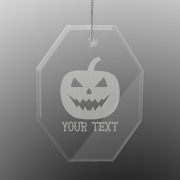 Custom Halloween Pumpkin Engraved Glass Ornament - Octagon (Personalized)