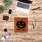 Halloween Pumpkin Leather Binder - 1" - Rawhide - Lifestyle View