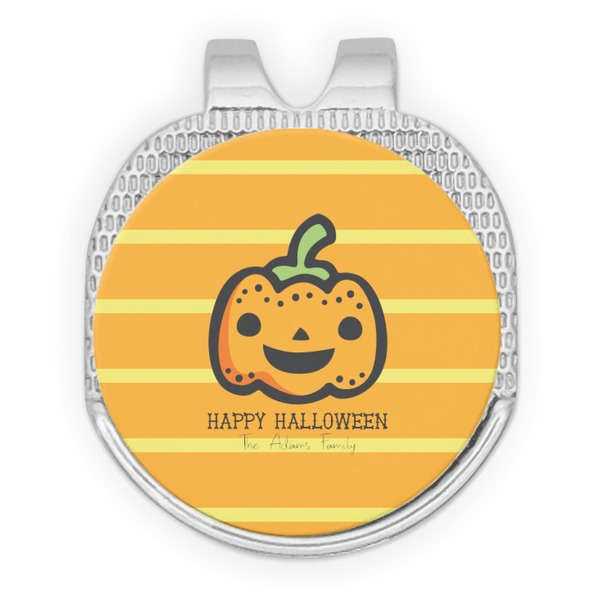Custom Halloween Pumpkin Golf Ball Marker - Hat Clip - Silver