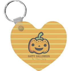 Halloween Pumpkin Heart Plastic Keychain w/ Name or Text