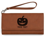 Halloween Pumpkin Ladies Leatherette Wallet - Laser Engraved - Rawhide (Personalized)