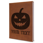 Halloween Pumpkin Leather Sketchbook - Large - Double Sided (Personalized)