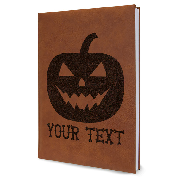 Custom Halloween Pumpkin Leather Sketchbook - Large - Double Sided (Personalized)