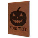 Halloween Pumpkin Leather Sketchbook - Large - Single Sided (Personalized)