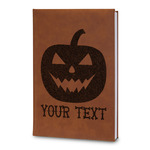 Halloween Pumpkin Leatherette Journal - Large - Double Sided (Personalized)