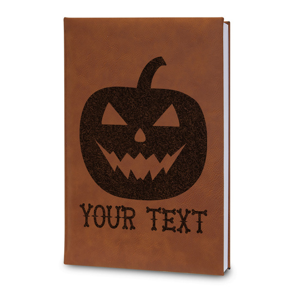 Custom Halloween Pumpkin Leatherette Journal - Large - Double Sided (Personalized)