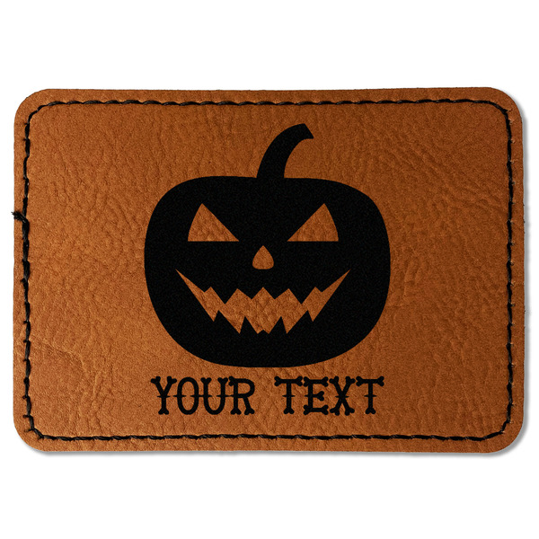 Custom Halloween Pumpkin Faux Leather Iron On Patch - Rectangle (Personalized)