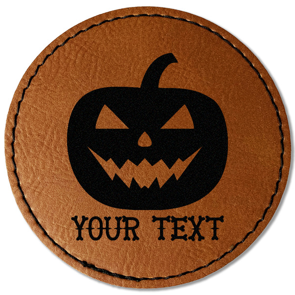 Custom Halloween Pumpkin Faux Leather Iron On Patch - Round (Personalized)