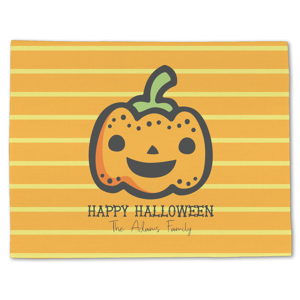 Custom Halloween Pumpkin Single-Sided Linen Placemat - Single w/ Name or Text