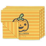 Halloween Pumpkin Double-Sided Linen Placemat - Set of 4 w/ Name or Text