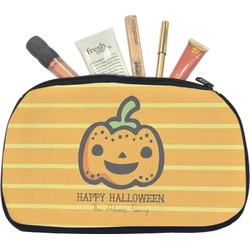 Halloween Pumpkin Makeup / Cosmetic Bag - Medium (Personalized)