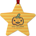 Halloween Pumpkin Metal Star Ornament - Double Sided w/ Name or Text