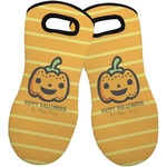 Halloween Pumpkin Neoprene Oven Mitts - Set of 2 w/ Name or Text