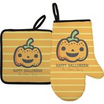 Halloween Pumpkin Oven Mitt & Pot Holder Set w/ Name or Text