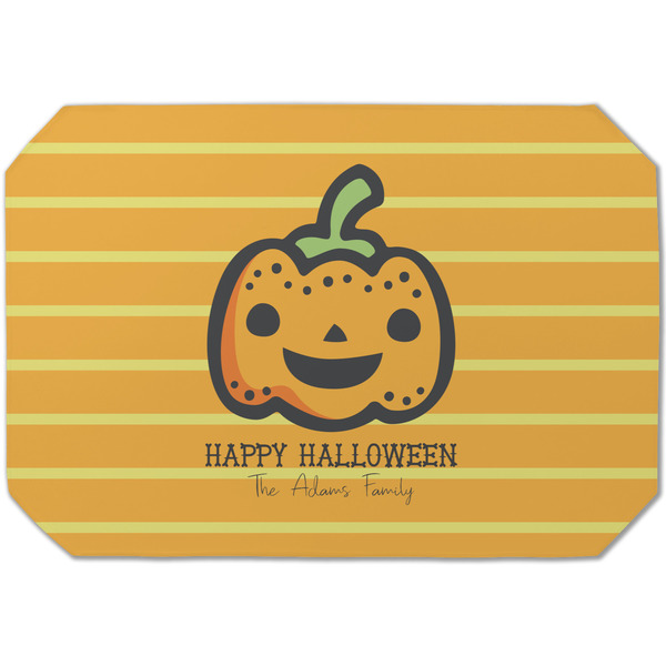 Custom Halloween Pumpkin Dining Table Mat - Octagon (Single-Sided) w/ Name or Text