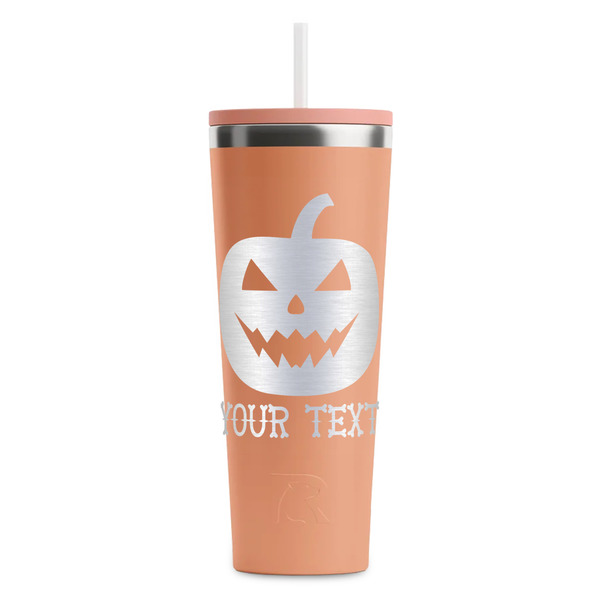 Custom Halloween Pumpkin RTIC Everyday Tumbler with Straw - 28oz - Peach - Single-Sided (Personalized)