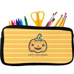 Halloween Pumpkin Neoprene Pencil Case - Small w/ Name or Text