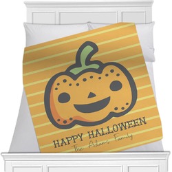 Halloween Pumpkin Minky Blanket - Twin / Full - 80"x60" - Double Sided (Personalized)