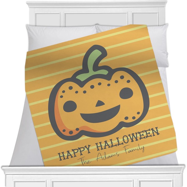 Custom Halloween Pumpkin Minky Blanket - Toddler / Throw - 60"x50" - Double Sided (Personalized)