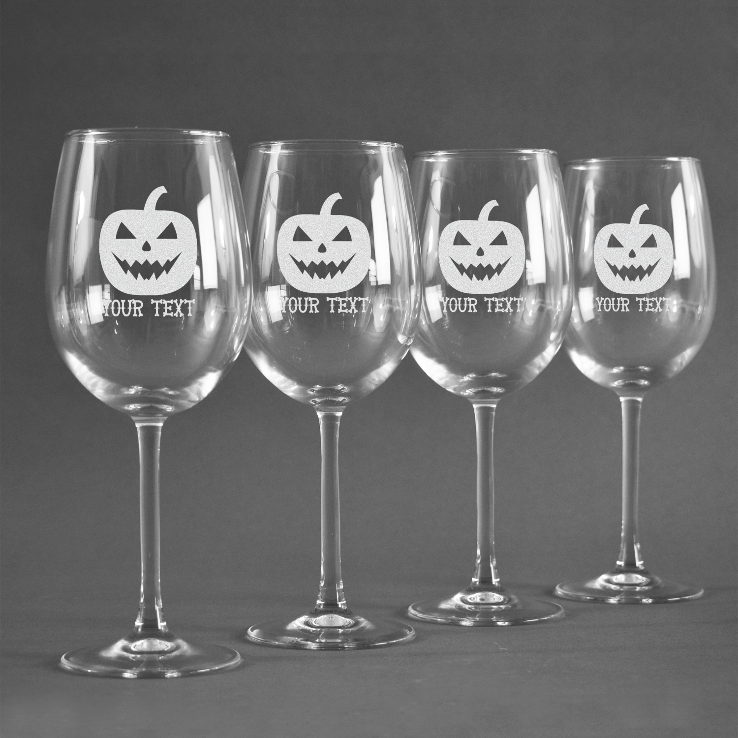 Halloween Pumpkin Wine Glasses (Set of 4) (Personalized) - YouCustomizeIt