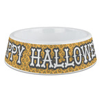 Halloween Pumpkin Plastic Dog Bowl - Large (Personalized)