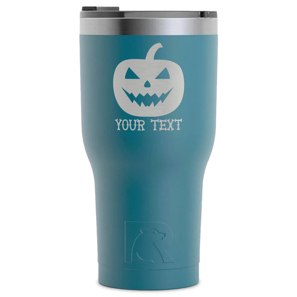 Custom Halloween Pumpkin RTIC Tumbler - Dark Teal - Laser Engraved - Single-Sided (Personalized)