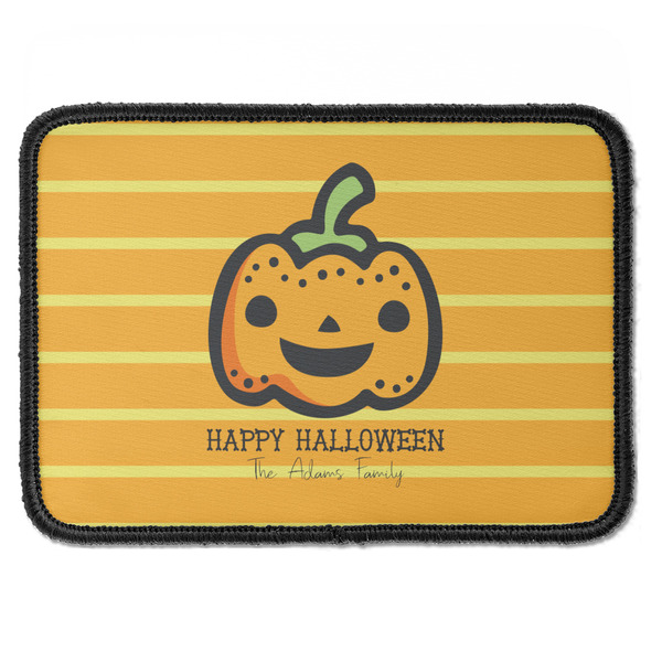 Custom Halloween Pumpkin Iron On Rectangle Patch w/ Name or Text