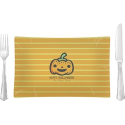 Halloween Pumpkin Glass Rectangular Lunch / Dinner Plate (Personalized)