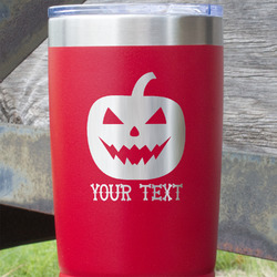 Halloween Pumpkin 20 oz Stainless Steel Tumbler - Red - Double Sided (Personalized)