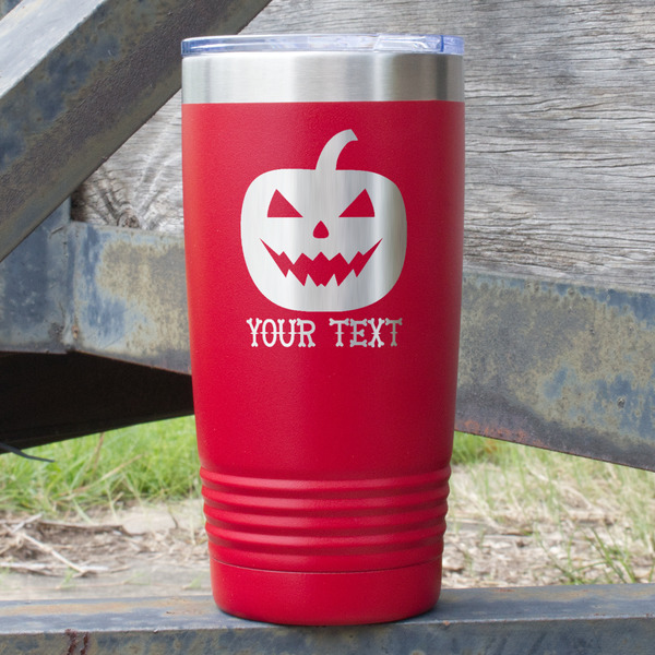 Custom Halloween Pumpkin 20 oz Stainless Steel Tumbler - Red - Double Sided (Personalized)