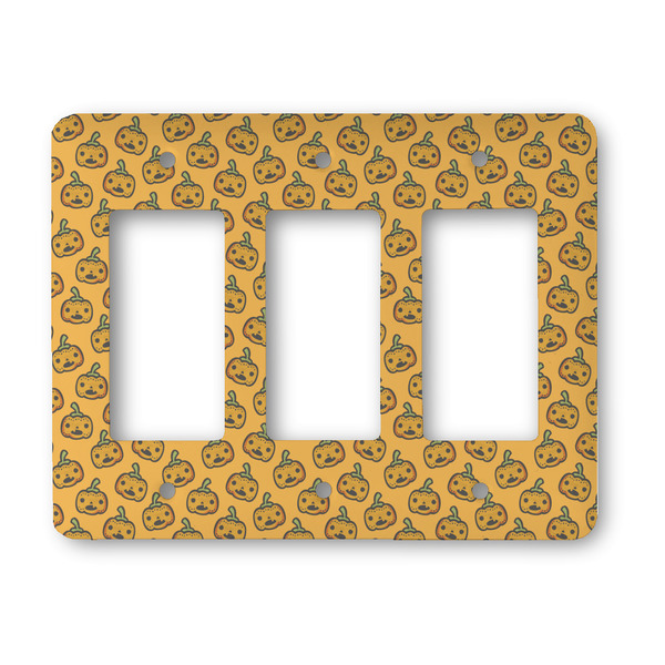 Custom Halloween Pumpkin Rocker Style Light Switch Cover - Three Switch