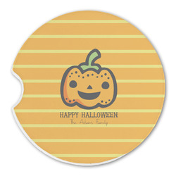 Halloween Pumpkin Sandstone Car Coaster - Single (Personalized)