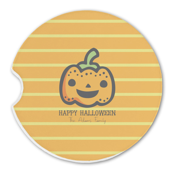 Custom Halloween Pumpkin Sandstone Car Coaster - Single (Personalized)