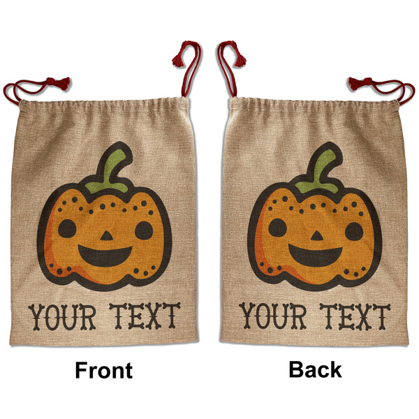 Custom Halloween Pumpkin Santa Sack - Front & Back (Personalized)