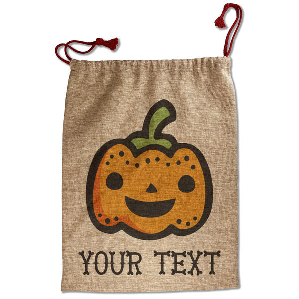 Custom Halloween Pumpkin Santa Sack - Front (Personalized)